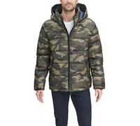 Tommy Hilfiger Hooded Puffer Jacket (Standard and Big & Tall) Abrigo Alternativo Largo, Camuflaje, M para Hombre
