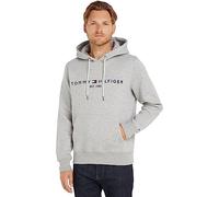 Tommy Hilfiger Hoodie Hombre Core Tommy Logo con Capucha, Gris (Cloud Heather), L