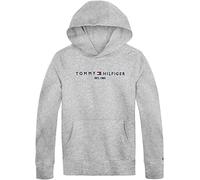 Tommy Hilfiger Hoodie Infantil Unisex Essential Hoodie con Capucha, Gris (Light Grey Heather), 16 Años