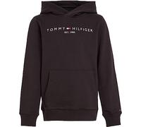 Tommy Hilfiger Hoodie Infantil Unisex Essential Hoodie con Capucha, Negro (Black), 12 Años