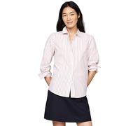 Tommy Hilfiger Ivy Stripe Contrast REG Shirt WW0WW42274, Camisa de Manga Larga Mujer, Rosa (Classic Shirting STP/Pink), 32