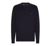TOMMY HILFIGER Jersey con cuello polo de algodón y cachemira. Color Azul Marino