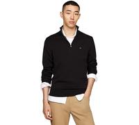 Tommy Hilfiger Jersey con Cremallera Hombre Essential Cotton Mock con Media Cremallera, Negro (Black), S