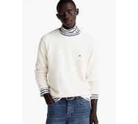 TOMMY HILFIGER Jersey de cuello redondo con textura y bandera. Color Marfil