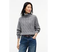 TOMMY HILFIGER Jersey de lana con cuello alto y punto trenzado. Color Gris Jaspeado
