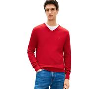 Tommy Hilfiger Jersey Hombre Essential Cotton con Cuello de Pico, Rojo (Medium Red), M