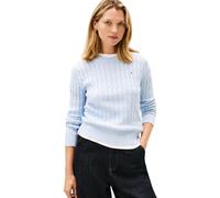 Tommy Hilfiger Jersey Mujer Cable de Algodón, Azul (Breezy Blue), L
