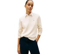 Tommy Hilfiger Jersey Mujer Cable Fine con Punto Trenzado, Beige (Heather Ivory Petal), L