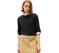 Tommy Hilfiger Jersey Mujer Cable Fine con Punto Trenzado, Negro (Black), XL