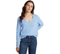 Tommy Hilfiger Jersey Mujer Cardi Fine Cuello de Pico, Azul (Vessel Blue), XXS