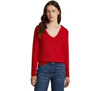 Tommy Hilfiger Jersey Mujer Cardi Fine Cuello de Pico, Rojo (Primary Red), S