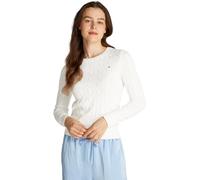 Tommy Hilfiger Jersey Mujer Co Cable con Cuello Redondo, Blanco (Ecru), XXS