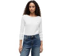 Tommy Hilfiger Jersey Mujer Co Jersey Stitch Sweater con Cuello Barco, Blanco (Ecru), L