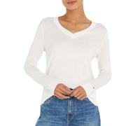 Tommy Hilfiger Jersey Mujer Co Jersey Stitch Sweater con Cuello de Pico, Blanco (Ecru), S