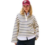 Tommy Hilfiger Jersey Mujer Gold Button Rugby Terry con Cuello francés, Multicolor (Country Ivory/Dark Night Navy STP), XXS
