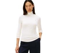 Tommy Hilfiger Jersey Mujer Slim Rib con Cuello Vuelto, Blanco (Ivory Silk), XS