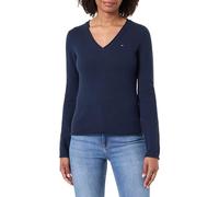 Tommy Hilfiger Jersey Mujer Soft Wool con Cuello de Pico, Azul (Dark Night Navy), S