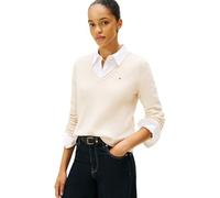 Tommy Hilfiger Jersey Mujer Soft Wool con Cuello de Pico, Marfil (Heather Oatmilk), S