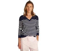Tommy Hilfiger Jersey para Mujer V-Neck Jersey de Punto, Multicolor (Dark Night Navy/Ivory Petal STP), L