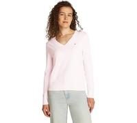 Tommy Hilfiger Jersey para Mujer V-Neck Jersey de Punto, Rosa (Light Pink), XXL