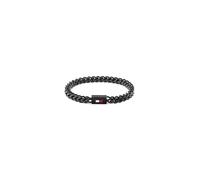 Tommy Hilfiger Jewelry Pulsera de Cadena para Hombre en Acero Inoxidable Negro con la Icónica Bandera 2790649