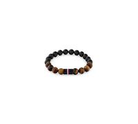 Tommy Hilfiger Jewelry Pulsera de Cuentas para Hombre con Perlas de Onix Negro, Ojo de Tigre y Madera Oscura, 2790631