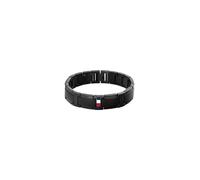 Tommy Hilfiger Jewelry Pulsera de Eslabones para Hombre en Acero Inoxidable Negro con la Icónica Bandera - 2790659, BRACELET, Black