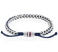 Tommy Hilfiger Jewelry Pulsera de Hombre de Acero Inoxidable y Nylon Entrelazado con Cierre Ajustable