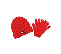 Tommy Hilfiger Juego de gorro y guantes de pescador para niño, rojo primario, 4-7, Rojo primario, talla única