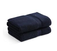 Tommy Hilfiger - Juego de Toallas de baño, Rizo de algodón Absorbente con Cero torsión, Peso Medio, Certificado Oeko-Tex (Azul Oscuro Moderno, 2 Piezas)