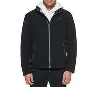 Tommy Hilfiger Men's Lightweight Breathable Waterproof Hooded Rain Jacket Chubasquero, Negro, L Hombres