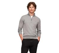Tommy Hilfiger Lightweight Pullover Quarter Zip Sweater Suéter, Gris, L para Hombre