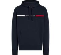Tommy Hilfiger Medium Weight Fleece Hoodie Sweatshirt with Signature Stripe Logo Sudadera con Capucha, Cielo del Desierto, M para Hombre
