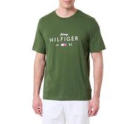 Tommy Hilfiger Men Brand Love Big Hilfiger tee MW0MW41455 S/S Camiseta, Verde, L, Verde (Pino de montaña), L