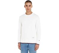 Tommy Hilfiger Men Jumper Tipped Crew Neck Pullover, Beige (Ancient White), M
