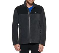 Tommy Hilfiger Men's Classic Zip Front Polar Fleece Jacket, Black/Charcoal, L