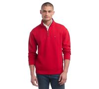Tommy Hilfiger Mens Long Sleeve Fleece Quarter Zip Pullover Sweatshirt Sweater, Classic Red, Medium US