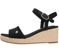 Tommy Hilfiger Mid Woven Wedge Espad Fringe Fw0fw09470, Alpargatas de cuña Mujer, Black (Black), 36 EU