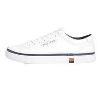Tommy Hilfiger, Moderno Cuero Corporativo Vulc, Zapatillas Hombre, White, 45 EU