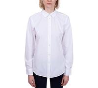 Tommy Hilfiger Monogram CO Regular Shirt LS, Camisas/Tops Tejidos Mujer, TH Optic White, 32