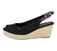 Tommy Hilfiger Mujer Alpargatas de Cuña Iconic Elba Sling Back Wedge con Tacón de Cuña, Negro (Black), 37 EU