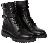 Tommy Hilfiger Mujer Botines de caña baja Buckle Lace Up Botas, Negro (Black), 36 EU