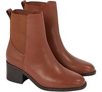 Tommy Hilfiger Mujer Botines de media caña Botas Chelsea Thermo de piel, Marrón (Natural Cognac), 39 EU