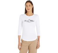 Tommy Hilfiger Mujer Camiseta de manga larga Open-Neck Basic, Blanco (Th Optic White), XXS