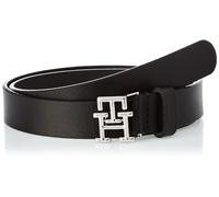 Tommy Hilfiger Mujer Cinturón TH Logo 2.5 Cinturón de Cuero, Negro (Black), 80