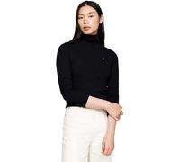 Tommy Hilfiger Mujer Jersey Slim Rib Roll-Neck Cuello Vuelto, Negro (Black), S