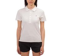 Tommy Hilfiger Mujer Polo de Manga Corta 1985 Slim Pique Slim Fit, Blanco (Ecru), L