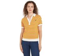 Tommy Hilfiger Mujer Polo de Manga Corta Regular Fit, Naranja (Breton Ecru/Rich Ochre), XL