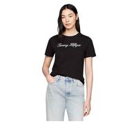 Tommy Hilfiger Mujer Script Regular C-NK SS WW0WW434590GJ003 S/S T-Shirt, Black (Nos Black), S