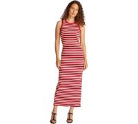 Tommy Hilfiger Mujer Vestido Midi Dress Slim Fit, Multicolor (Primary Red/Ecru STP), S